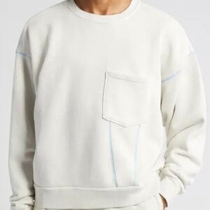 Elwood Contrast Stitch Crewneck Sweatshirt Pocket Lotus White Organic Cotton S